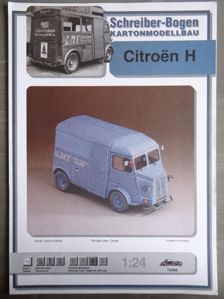 2x kartonnen bouwplaat Citroën HY, Hobby en Vrije tijd, Modelbouw | Auto's en Voertuigen, Nieuw, Auto, Groter dan 1:32, Overige merken