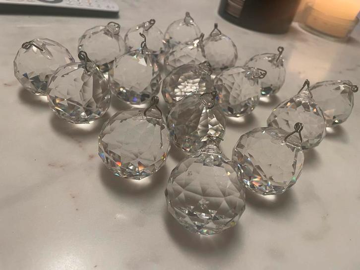 17 Kristallen Bollen van Kroonluchters, Sieraden, Tassen en Uiterlijk, Kettingen, Gebruikt, Steen of Mineraal, Overige kleuren