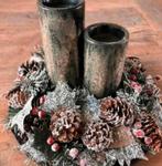 Kerst kandelaars schaal kunsttakken, Huis en Inrichting, Woonaccessoires | Kandelaars en Kaarsen, Ophalen of Verzenden, Zo goed als nieuw