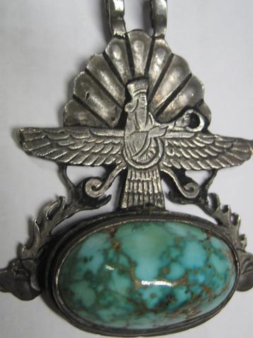 Perzisch turkoois%100 Ahura Mazdâ design zilver 950 ca 1960 beschikbaar voor biedingen
