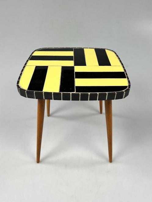 Vintage 1950's plantentafeltje / bijzettafeltje, keramiek, Huis en Inrichting, Tafels | Bijzettafels, Gebruikt, Vierkant, 45 tot 60 cm