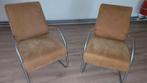Twee Suède Fauteuils, Huis en Inrichting, Fauteuils, Ophalen, Gebruikt, Metaal, Vintage