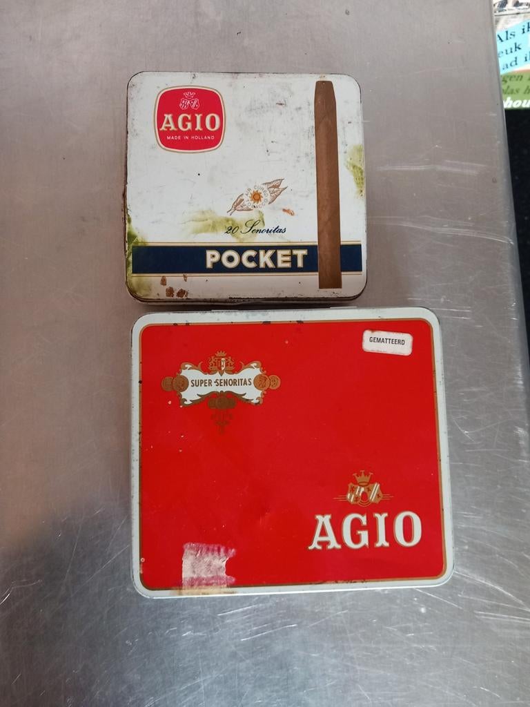 Twee Antieke Agio Sigarendoosjes, Ophalen of Verzenden