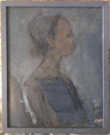 Portret van een vrouw en profil beschikbaar voor biedingen
