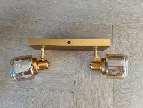 2x gouden opbouwspot met 2 spots - nieuw, Huis en Inrichting, Lampen | Spots, Nieuw, Ophalen of Verzenden