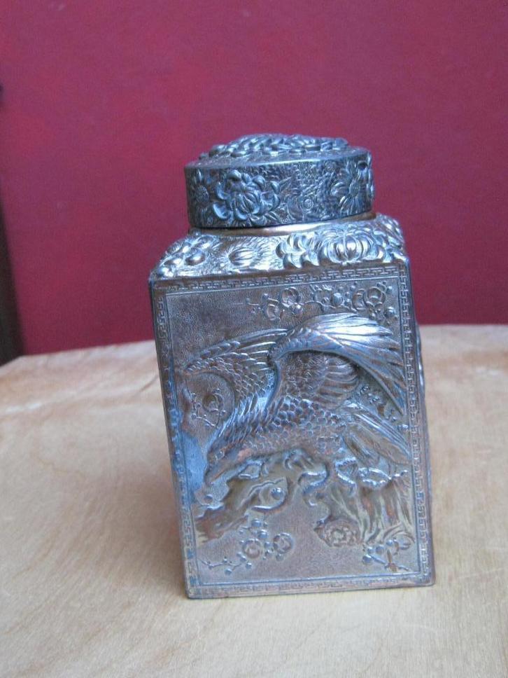 Chinese theebus vierkant compleet, metaal Samac?, Antiek en Kunst, Kunst | Niet-Westerse kunst, Verzenden