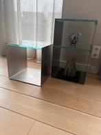 Bijzettafel 2 stuks van Metaform, Minder dan 55 cm, Gebruikt, Vierkant, Glas