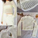 Gebreide cropped top / knit cropped top, XS/S, Kleding | Dames, Tops, Wit, Nieuw, Ophalen of Verzenden, Lange mouw