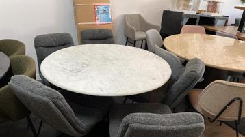 Tafel wit echt marmer 120cm gietijzeren trompet poot