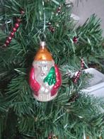 oude glazen kerstbal model kerstman rode jas oranje muts, Diversen, Kerst, Ophalen of Verzenden, Gebruikt
