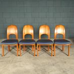 Set met 4 eetkamerstoelen – Holstebro Denmark – jaren 70, Hout, Blauw, Vintage, Ophalen of Verzenden