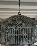 Oude XL vintage smeedijzeren korflamp zgan, 200 euro, Huis en Inrichting, Lampen | Kroonluchters, Ophalen, Zo goed als nieuw