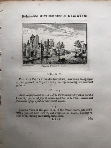 224 / Utrecht de Pelluspoort Kopergravure 1732 beschikbaar voor biedingen