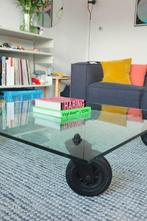 Gae Aulenti - glass table - glazen tafel met wielen, Minder dan 50 cm, 100 tot 150 cm, Industrial, 100 tot 150 cm