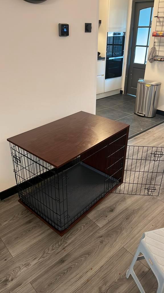 Hondenbench omlet 36 inch met zijkast kleur mahonie., Dieren en Toebehoren, Hondenbenches, Zo goed als nieuw, Ophalen