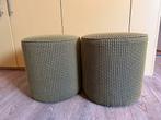 Lifestyle 2x Poef Mosterdgeel Oker Geruit, Ophalen, Minder dan 50 cm, Gebruikt, Rond
