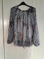 Gestreepte blouse met vogels en bloemen, mt.M, Maat 38/40 (M), Overige kleuren, Verzenden, Nieuw