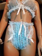Sissy Ultra Super soft  Secretively Discreet Tanga~Bride  L, Handmade, Verzenden, Blauw, Slip