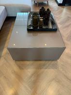 Blok Salontafel – Brons, Custom Made, met glasplaat en lade, Huis en Inrichting, Tafels | Salontafels, Ophalen, Gebruikt, 50 tot 100 cm