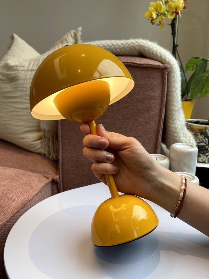 Nieuwe gele paddenstoel design tafellamp, draadloos&dimbaar, Huis en Inrichting, Lampen | Tafellampen, Nieuw, Minder dan 50 cm