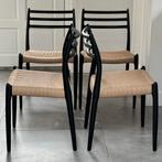 Set Deens design Moller stoelen models 78 mat zwart restored, Hout, Midcentury moderns vintage danish design klassiekers, Vier