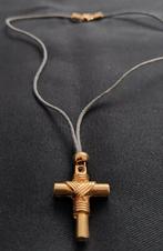 NIEUW! Massief kruis met leren ketting, Overige materialen, Nieuw, Ophalen of Verzenden, Kruis of Symbool
