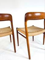 Set van 3 vintage model No. 75, Niels Otto Møller ‘60, Huis en Inrichting, Stoelen, Ophalen of Verzenden, Zo goed als nieuw, Riet of Rotan