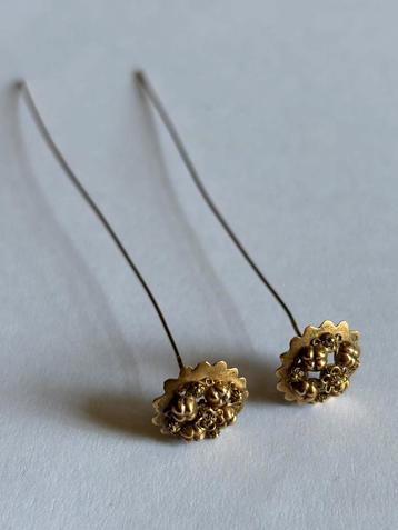 2 antiek gouden oorijzerspelden mutsenspeld beschikbaar voor biedingen