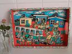 Folk art African Township Cape Town houten dienblad, retro, Ophalen of Verzenden, Volkskunst
