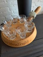 Schnapsplank , met bel ,en 8 borrelglaasjes, Ophalen, Zo goed als nieuw