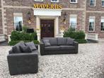 Bankstel MAMMOET HUFTERPROOF LEDER kleur graphite, Industrieel landelijk, Nieuw, 75 tot 100 cm, Rechte bank