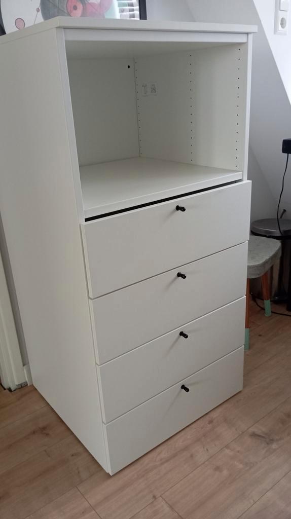 Witte Kast met Lades en Open Vak, Huis en Inrichting, Kasten | Dressoirs, Zo goed als nieuw, 50 tot 100 cm, 50 tot 75 cm, Met lade(s)