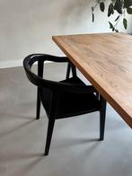 Zwart teak houten eetkamerstoelen (4 stuks), Huis en Inrichting, Stoelen, Ophalen, Gebruikt