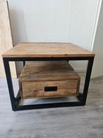 Salontafel mangohout/staal, 50 tot 100 cm, Vierkant, 50 tot 100 cm, Zo goed als nieuw