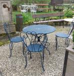 Leuke oude blauwe bistroset  bistrotafel met 4 stoelen, Ophalen