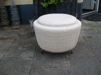 Vintage naai poef voetenbank opberg poef, Ophalen, Minder dan 50 cm, Gebruikt, Metaal