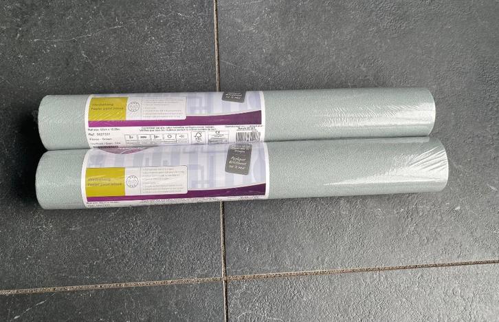 2 rollen Vliesbehang Deco mode Fibres - Groen, Huis en Inrichting, Stoffering | Behang, Groen, minder dan 10 m², Ophalen of Verzenden