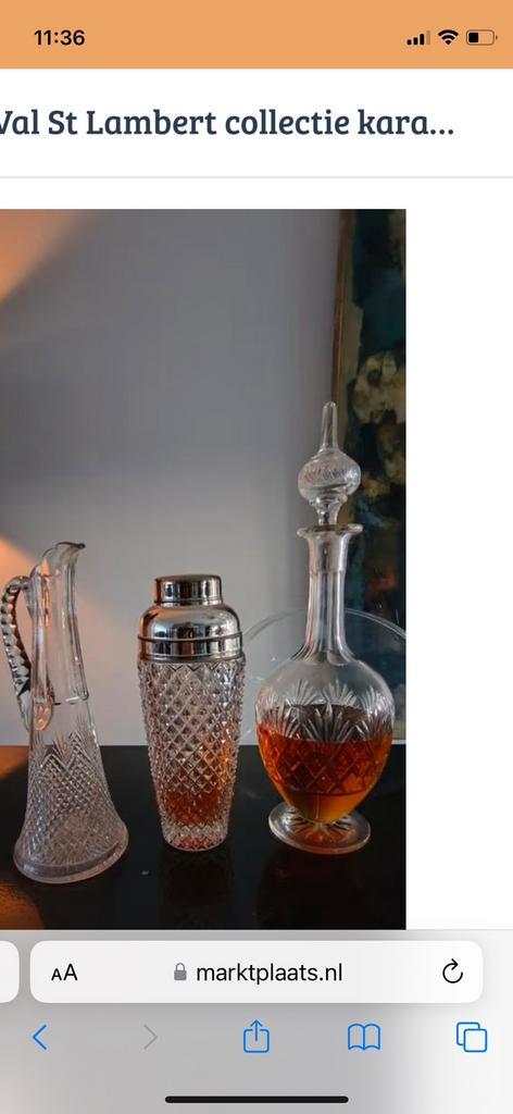 Prachtige karaffen waaronder getaxeerd val saint Lambert, Antiek en Kunst, Antiek | Glas en Kristal, Ophalen of Verzenden