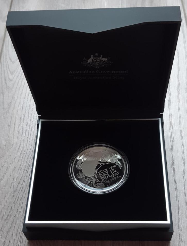 1 oz zilver domed munt Lunar Rat 2020 - Royal Australian Min, Postzegels en Munten, Edelmetalen en Baren, Zilver, Ophalen of Verzenden