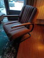 fauteuils met houten armleuningen, Huis en Inrichting, Minder dan 75 cm, Ophalen of Verzenden, Zo goed als nieuw, Leer