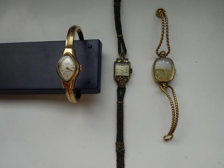 3 vintage mechanische dameshorloges,jaren 40/70 Swiss Made., Sieraden, Tassen en Uiterlijk, Horloges | Dames, Gebruikt, Polshorloge