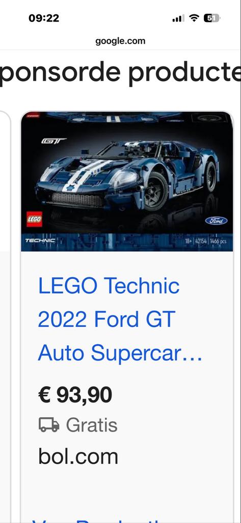 LEGO Technic Ford GT Supercar - Nieuw!, Ophalen, Zo goed als nieuw, Complete set, Lego