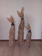 Houten Katten Beelden Set, Ophalen of Verzenden, Gebruikt