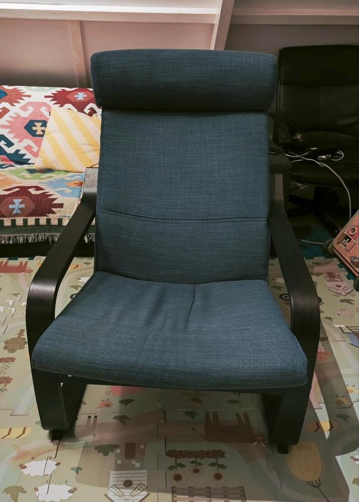 Relaxfauteuil met Houten Frame, Huis en Inrichting, Fauteuils, Zo goed als nieuw, Hout, Stof, 50 tot 75 cm, 75 tot 100 cm, Ophalen