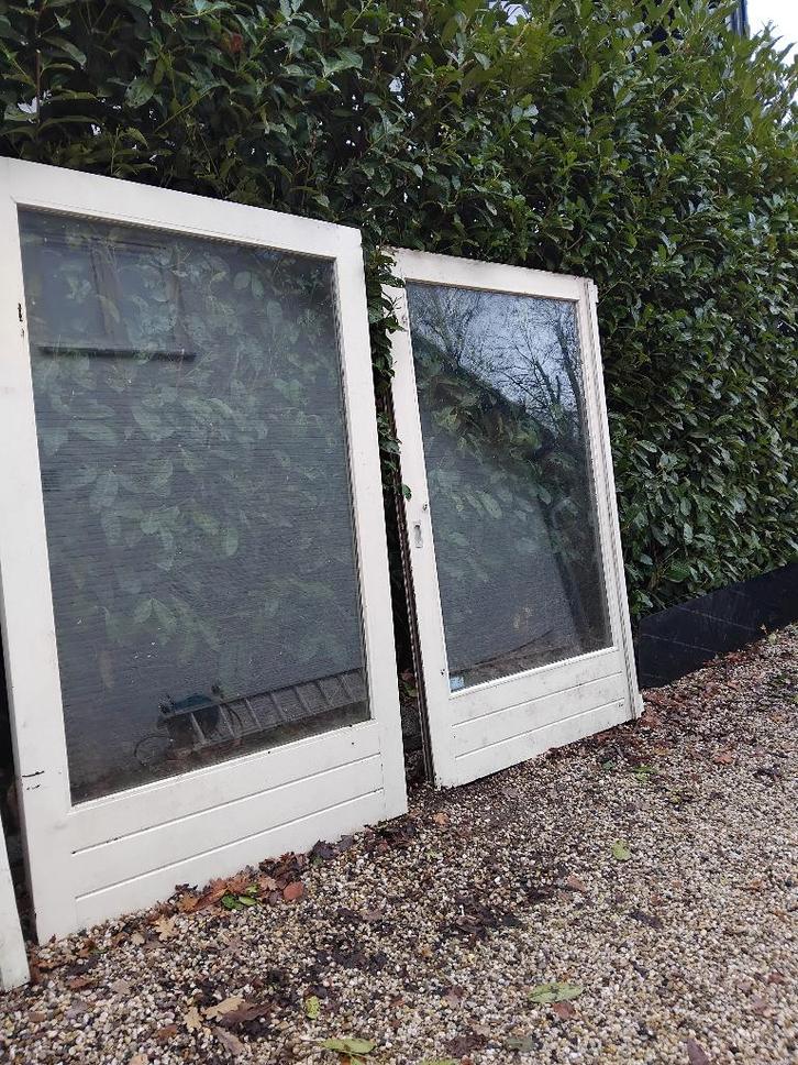 Hardhouten schuifpui, Doe-het-zelf en Verbouw, Kozijnen en Schuifpuien, Gebruikt, Schuifpui, Hout, 150 tot 225 cm, 225 cm of meer