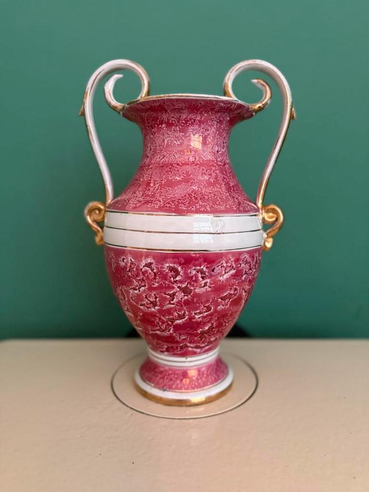 Vintage Sica Vaas Roze Gemarmerd met Gouden Accenten, Antiek en Kunst, Antiek | Vazen, Ophalen of Verzenden