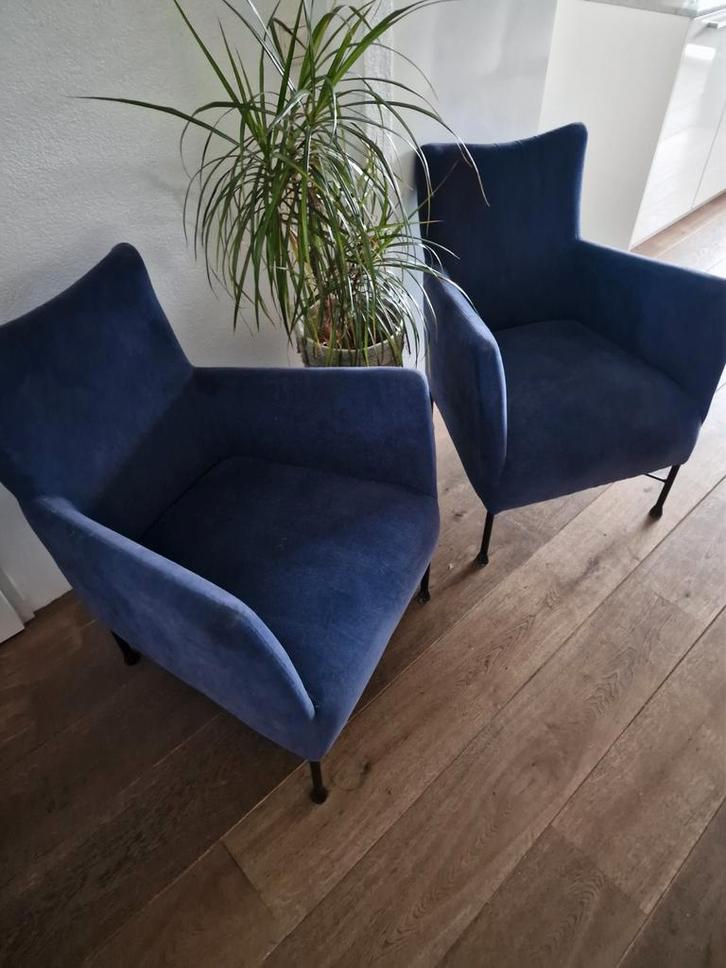 2 Blauwe Fauteuils, Huis en Inrichting, Fauteuils, Ophalen