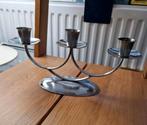 Stijlvolle kandelaar met drie armen zilver /chroom, Huis en Inrichting, Woonaccessoires | Kandelaars en Kaarsen, Ophalen of Verzenden