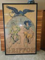 Antieke Griffon Reclameposter fiets reclamebord, Antiek en Kunst, Ophalen of Verzenden, Overige thema's