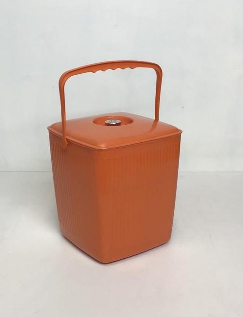 Vintage retro oranje emmer uit de jaren 70, Verzamelen, Retro, Huis en Inrichting, Ophalen of Verzenden